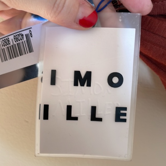 Simon Miller Burnt Orange Coconut Shell Ackee Ribbed Crossover Crop Top - Picture 5 of 8